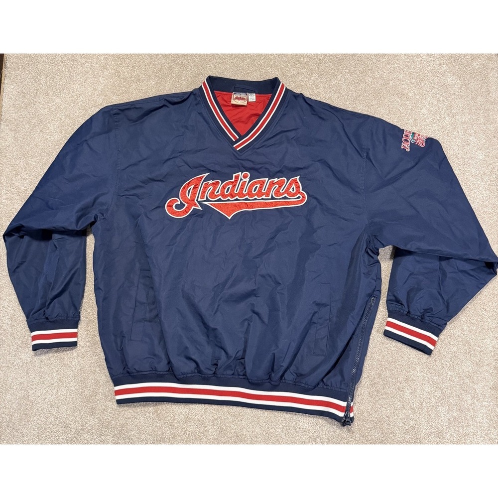 VTG Cleveland Indians Mens 2XL Pullover Windbreaker Jacob's Field Chief Wahoo